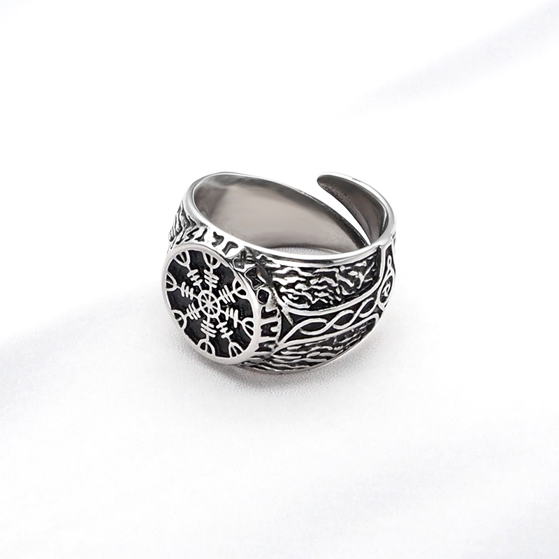 316L Rvs Roer Van Ontzag Runen Ring Viking Talisman Scandinavische Amulet Sieraden