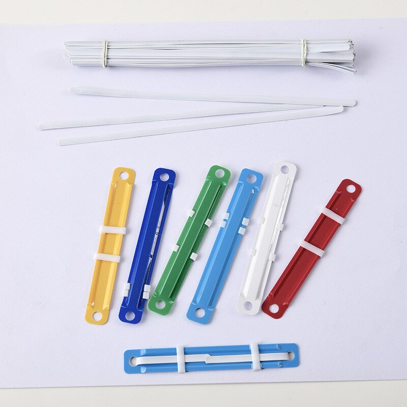 10/50Pcs Document Paper Fasteners Metal Plastic 2 Holes Binding Clip Paper Ring Binder Office Files Fastener Binding Strip 8CM