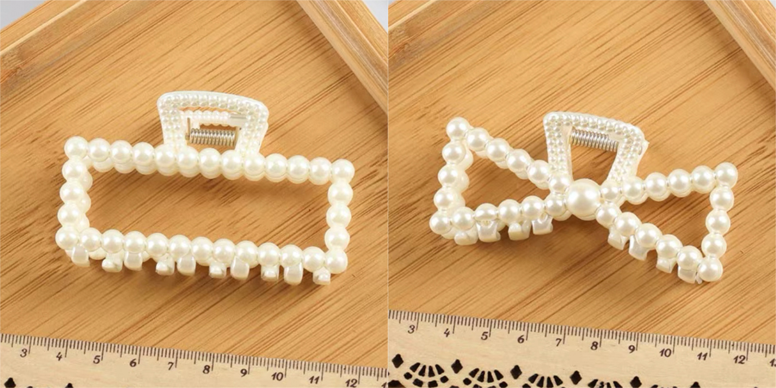 Horquilla con cuentas de perlas para mujer, pasadores geométricos bonitos para el pelo, pinzas para el pelo de cola de caballo, accesorios para el cabello, 2 uds.: Rojo coral