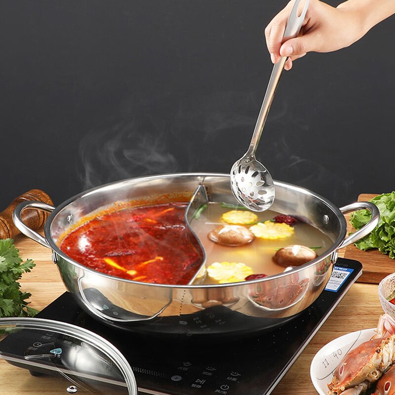 Olla de acero inoxidable para cocina, olla de inducción para el hogar, Compatible con ollas de Gas, utensilios de cocina para el hogar, olla doble dividida