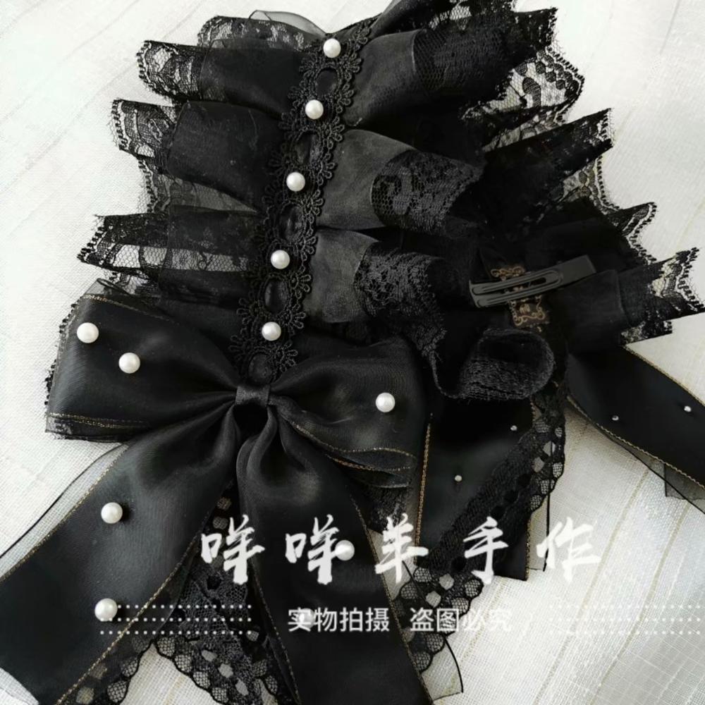 Lolita gótico encaje accesorios para el cabello lazo tocado Lolita gótico banda kc negro Lolita accesorios tocado pinza de pelo Hada