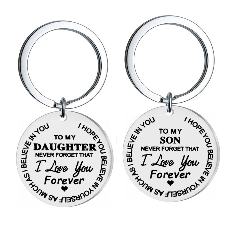 To My Son Daughter Keychain Man Key Chain Bags Women Key Ring Chain for Pants Kids Pendant Key Holder Alloy Brelok