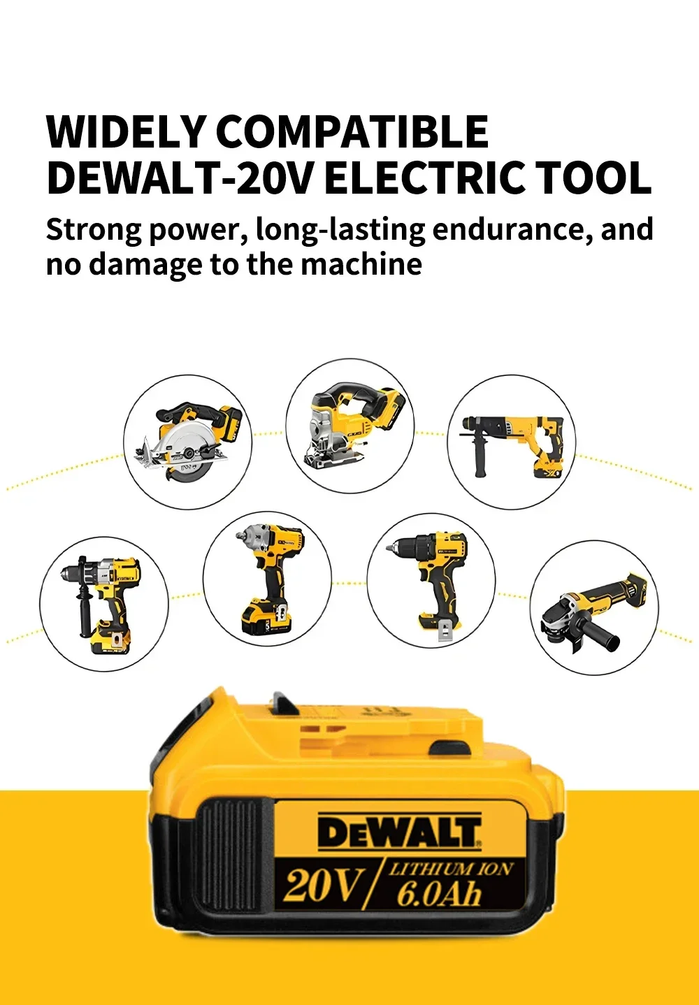 100% DEWALT originele 18V, 6.0AH, DCB115, DCB118 acculader, snel opladen, lithiumbatterij, gereedschapsbatterij