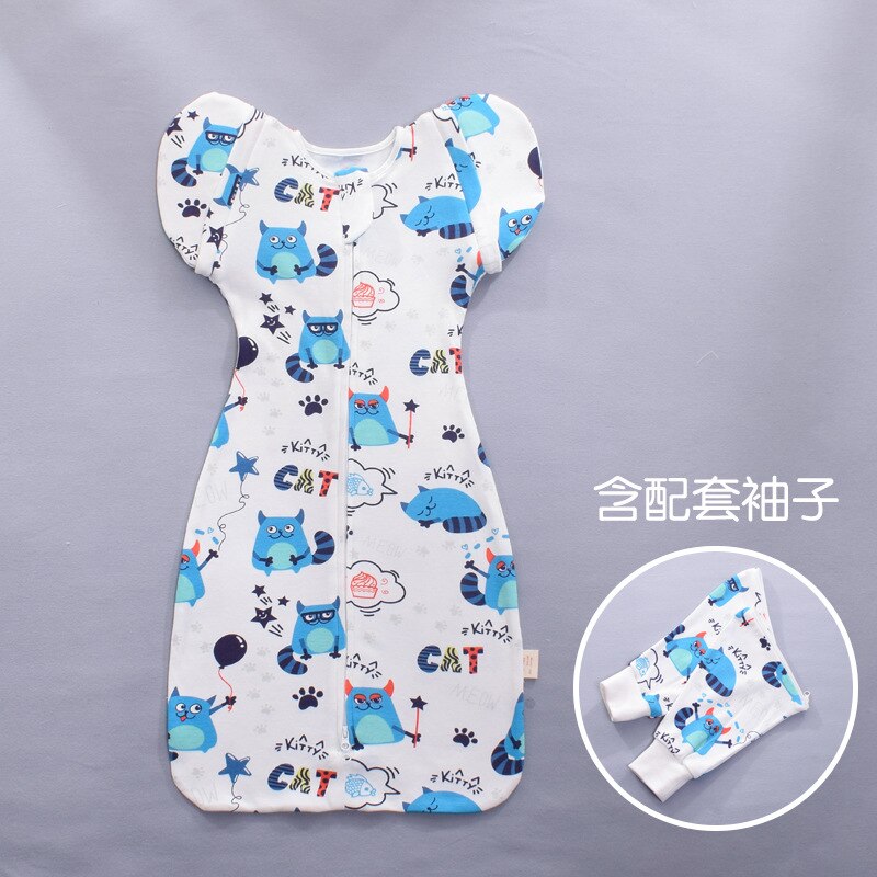 -né bébé garçon filles coton sac de nuit Zip Up Swaddle Anti-effrayant enfant en bas âge sac de couchage bébé vêtements pyjama sac de couchage: Devil cat / 64cm