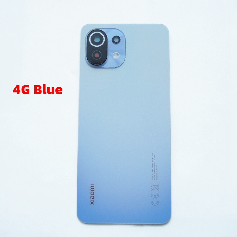 Original för xiaomi  mi 11 lite 5g ne baklucka  mi11 lite med kamera glas lins bakre batteri glasdörr hölje fodral delar: Blå  ce 4g
