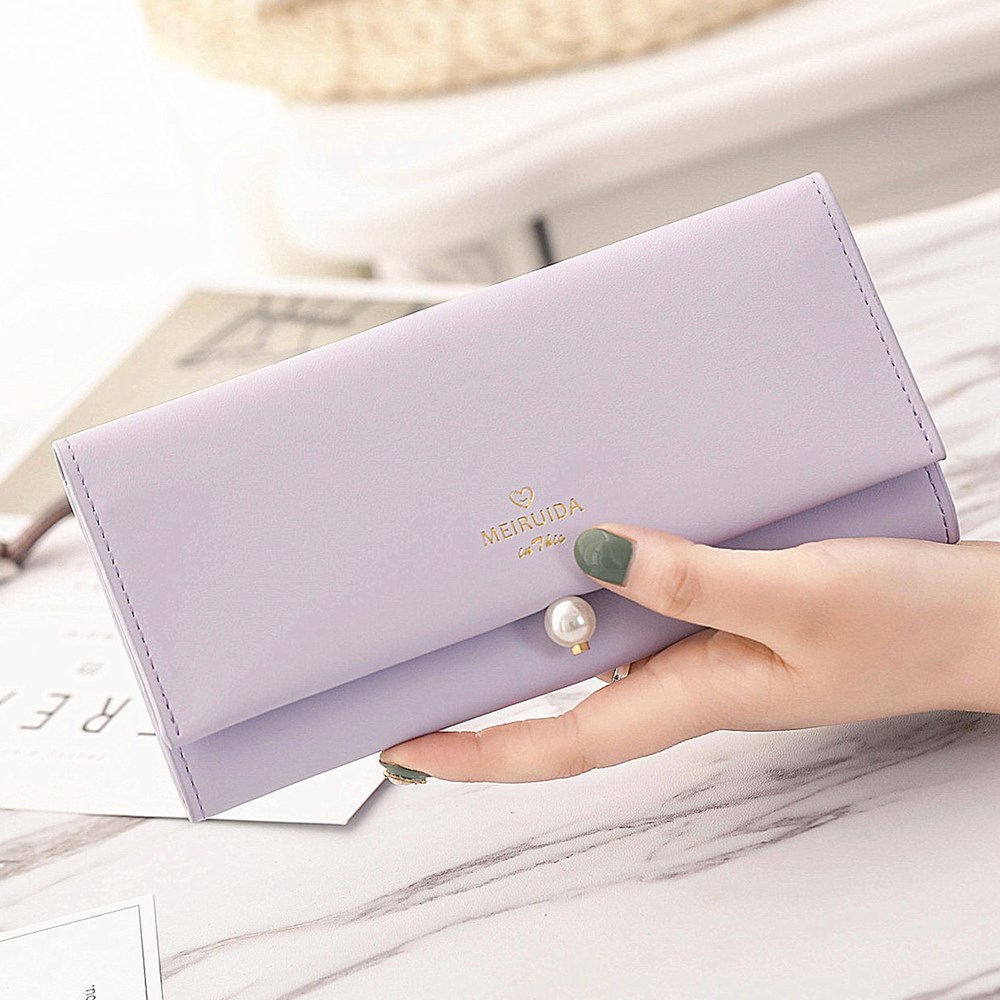 ! Women Long Wallet Casual Pearl Hasp Wallet Clutch Bag Card Holders Handbag