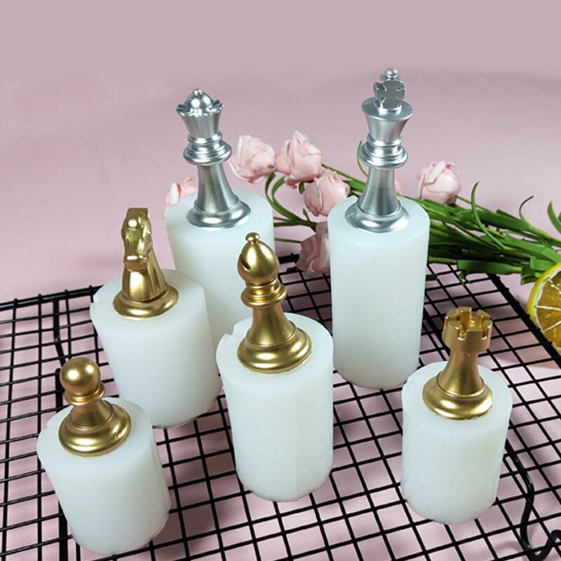 6 Types Silicone Cake Mold International Chess Fondant King Queen Bishop Knight Pawn Resin Mould Polymer Clay Pan Baking Tools