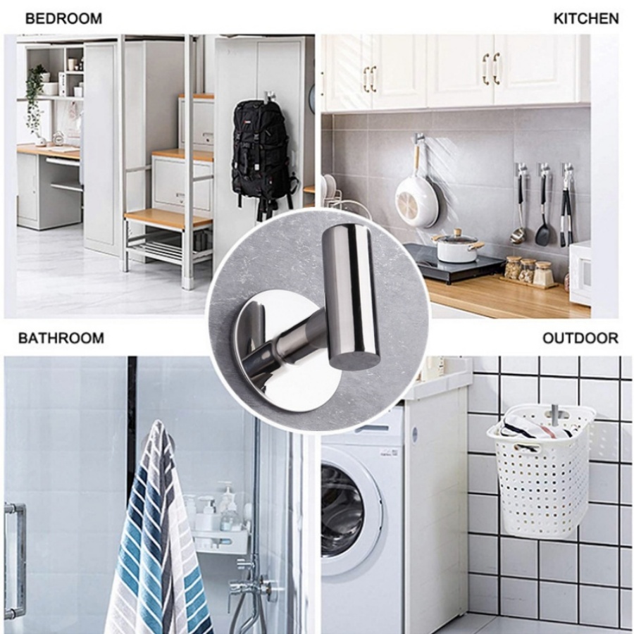 Gancho para toallas de baño, percheros para ropa de pared, perchas montadas en la pared de acero inoxidable, tornillos para colgar toallas/ganchos adhesivos para pared