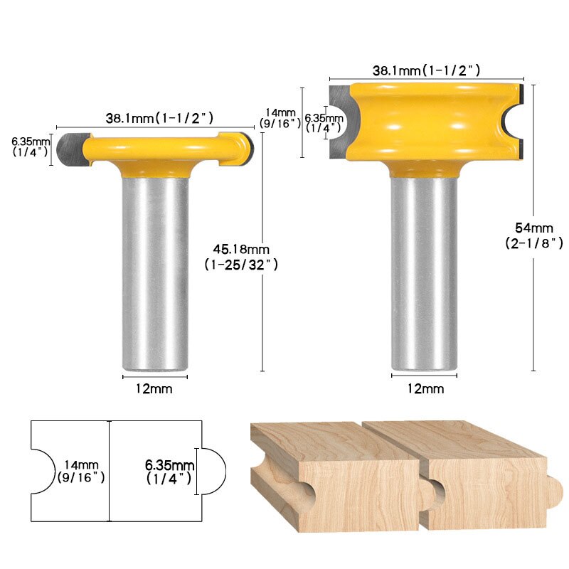 Juego de brocas para carpintería, herramientas de corte de espiga de madera de aleación de tungsteno y cobalto, vástago de 8mm y 1/4 pulgadas, 2 piezas: 12mm