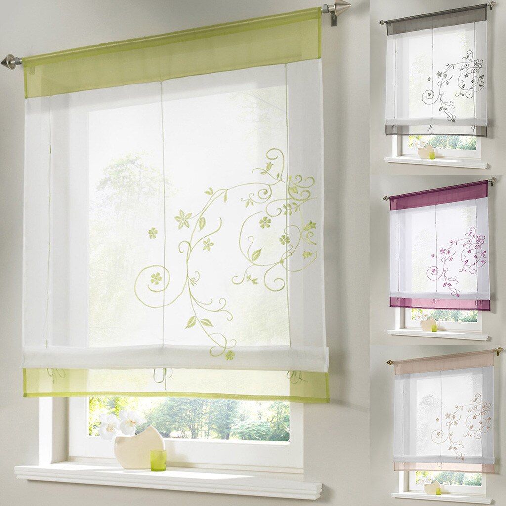 Cortinas romanas bordadas, tul, cortina de ventana moderna para habitación Pastoral, decoración de ventanas de pared, MAR6, novedad