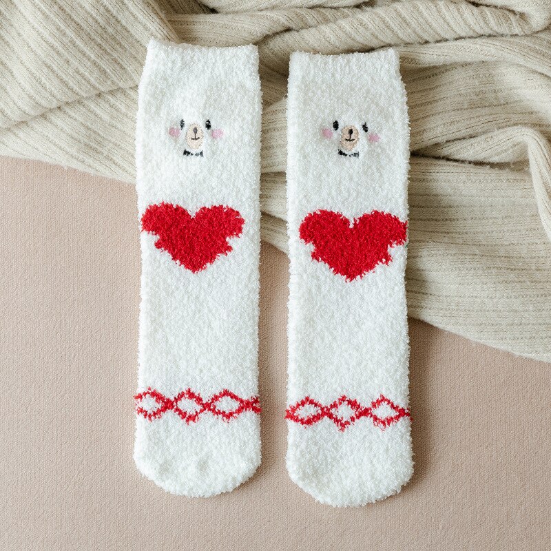 Winter thick warm ladies warm socks kawaii Christmas cartoon cow duck cat socks printing funny women year socks: 10