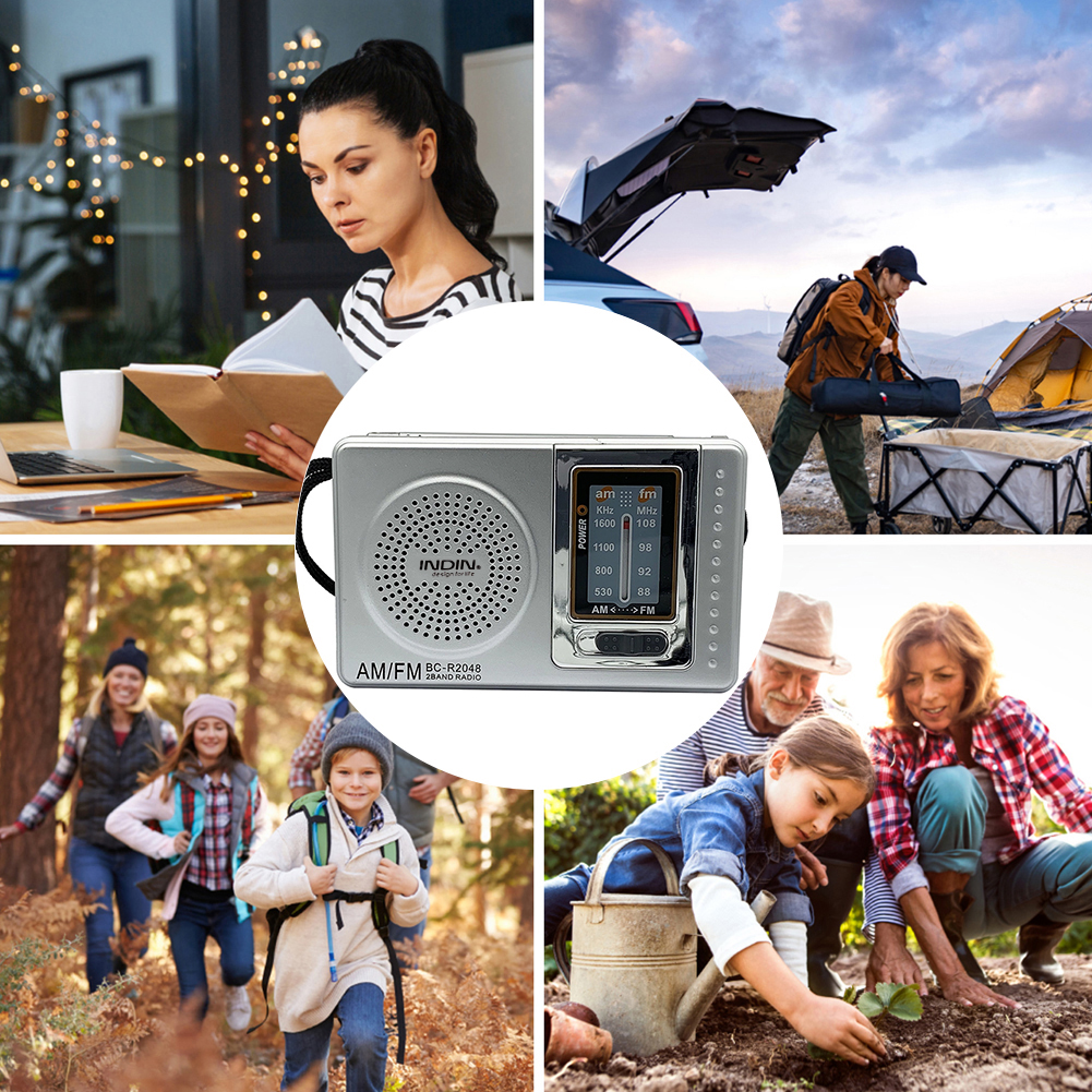 Portable Mini Radio Dual Band AM FM Radio Outdoor Emergency Radio Built-in Speaker Stereo Music Player Telescopic Antenna