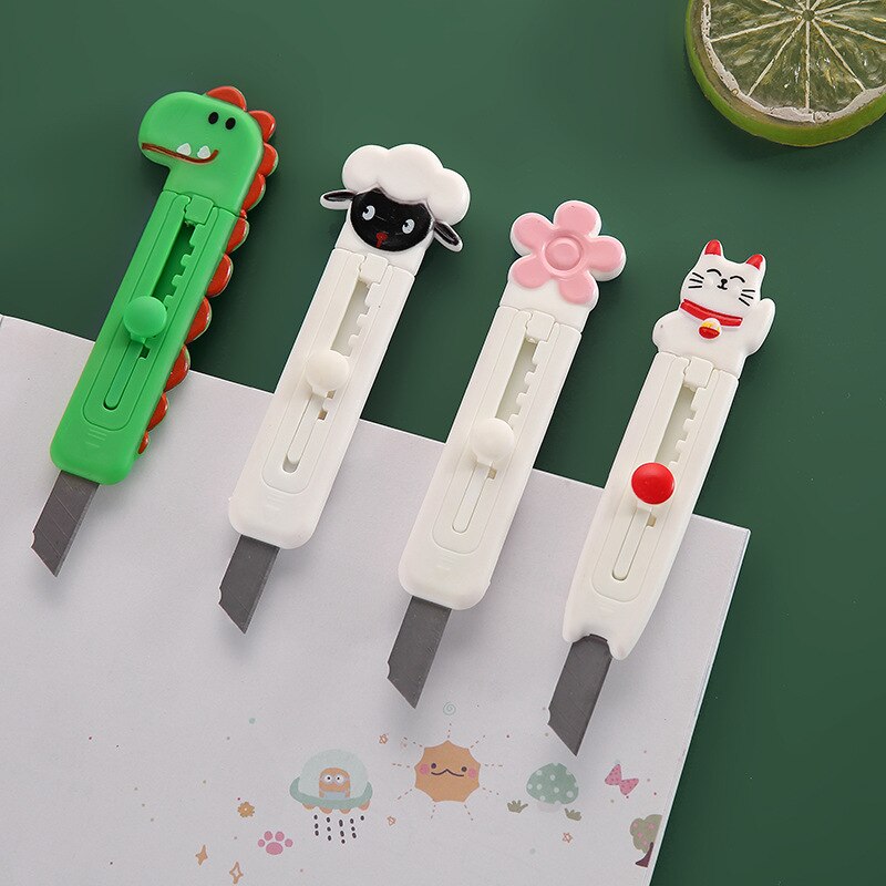 animal Art Mini Utility Knife Express Box Knife Paper Cutter Craft Wrapping Refillable Blade Stationery school supplies Kawaii: sheep