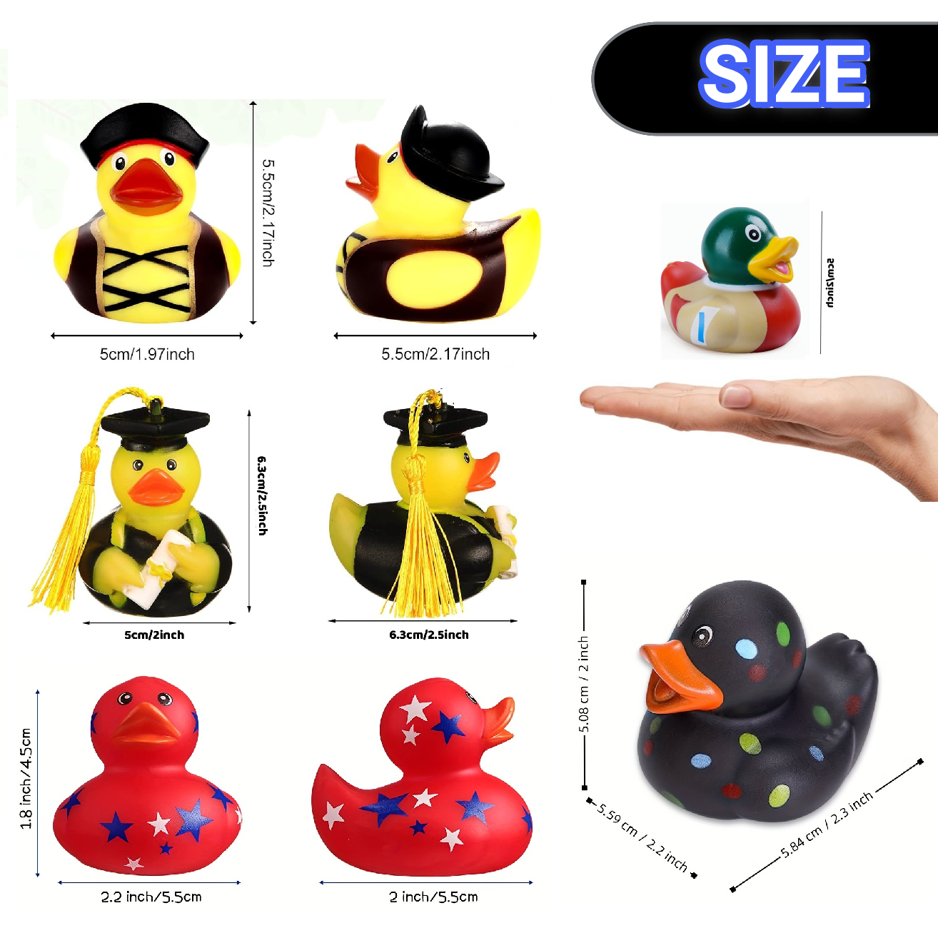 12pçs patos de borracha para banheira, brinquedos para piscina, patos mallard/patos patrióticos/pato de formatura/patos piratas/pato de borracha estilo mix, presentes fofos