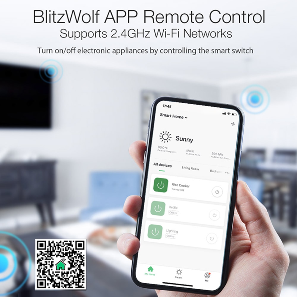 Blitzwolf BW-SS1 Smart Home 3300W 15A Basic Diy Wifi Schakelaar App Controle Timer Module Stopcontacten Werken Met Google thuis