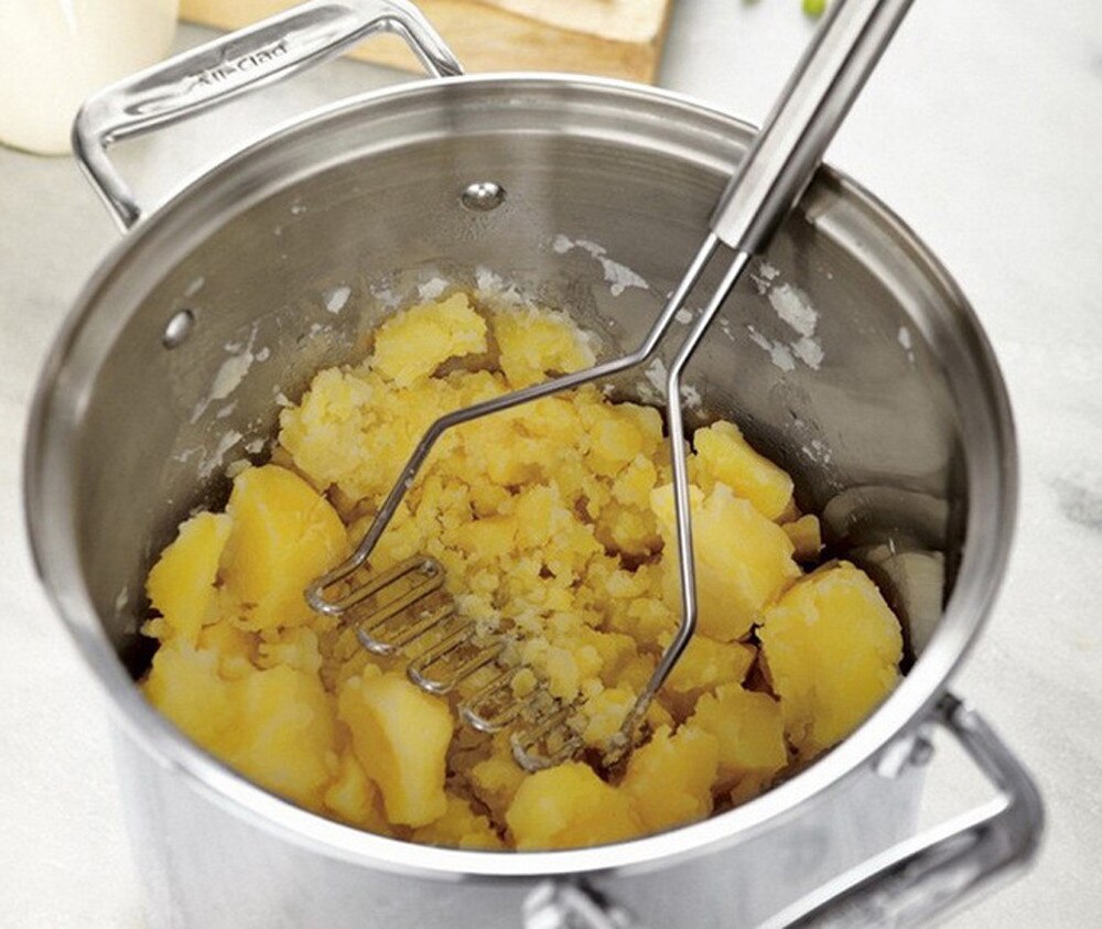 Rustfrit stål bølgeform kartoffelmasker værktøj køkkenbar kartofler knuser knuseværktøj køkken tilbehør  #50