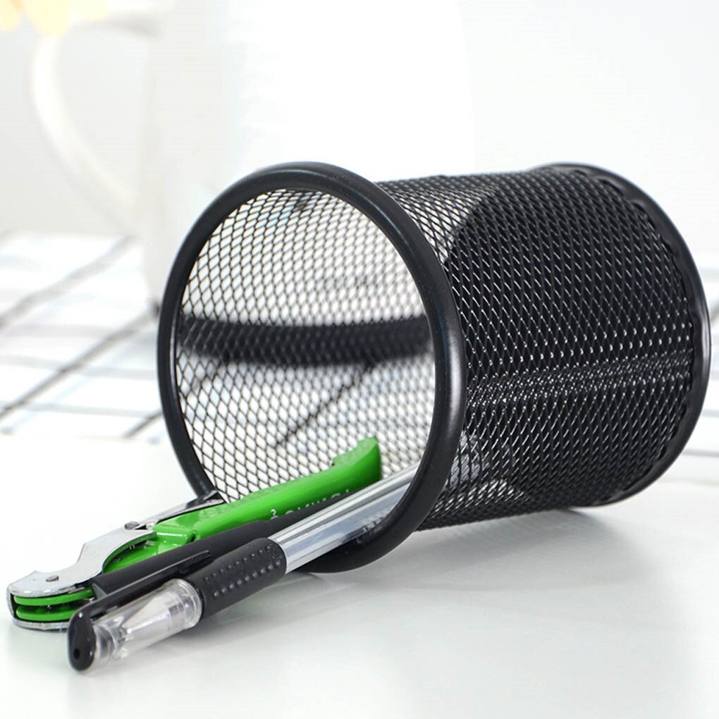 Pencil Holder Round Pencil Container Iron Pen Pot Anti-slip Desktop for Home Office School Stationery Storage