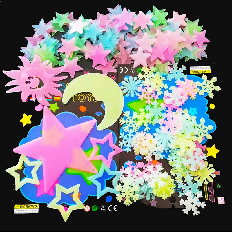 1Bag Party Glow In The Dark Speelgoed 3Cm Lichtgevende Ster Stickers Slaapkamer Sofa Fluorescerende Schilderen Speelgoed Pvc Stickers kids