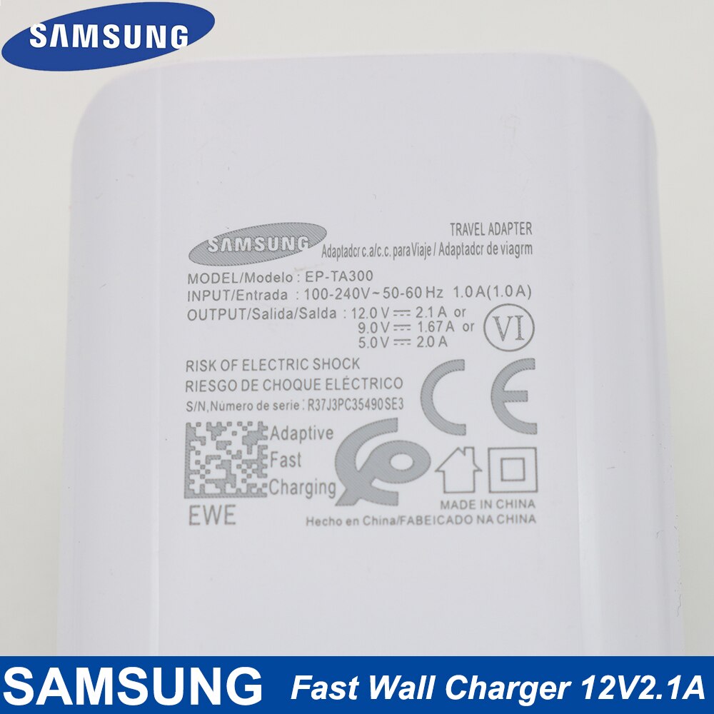 Samsung-cargador rápido de pared para Samsung Galaxy S10, S9, S8 Plus, S7, Note9, 8, 7 FE, Tab, Note A S, EU, 12V2.1A(25W)