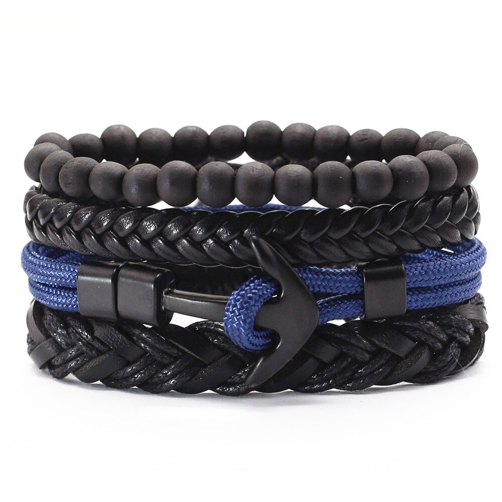 Pulseras de cuero Vintage en negro y marrón para hombre y mujer, ganchos de aleación de bronce para plumas, Charm Wood de búho, cuentas, joyería: style 2