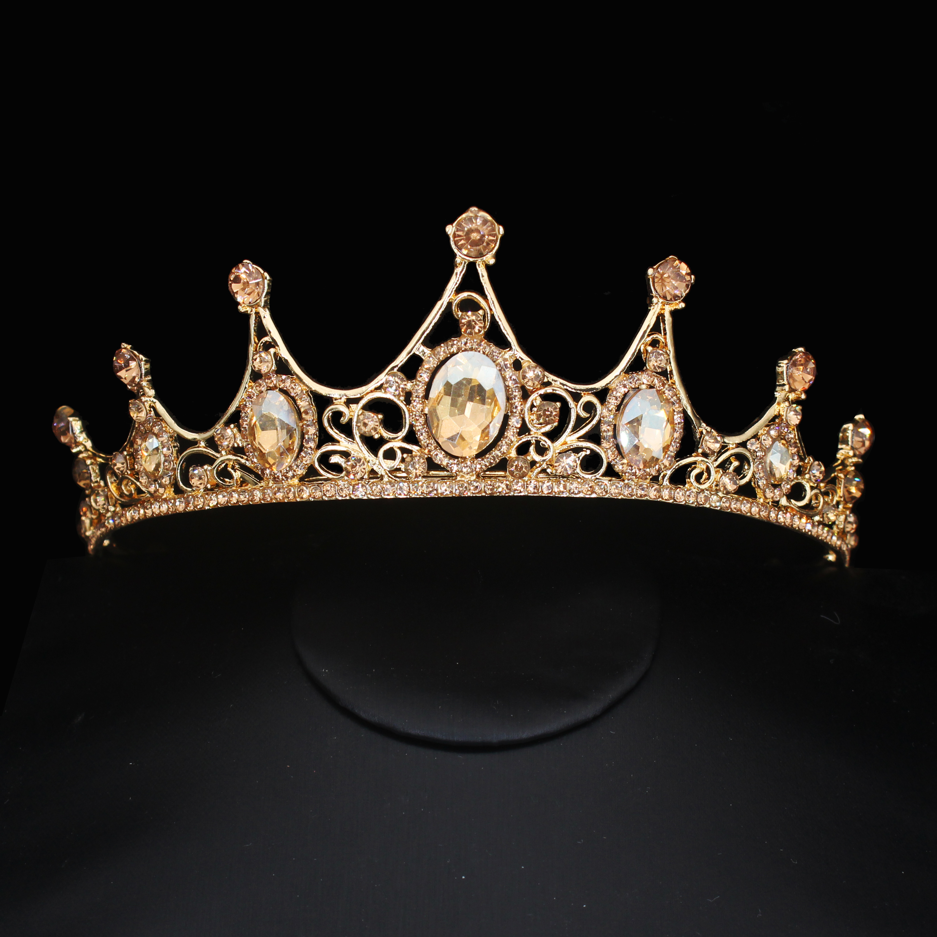 Vintage Kristal Tiara Kroon Hoofdbanden Voor Vrouwen Meisjes Strass Pageant Prom Diadeem Bruiloft Bruids Haar Sieraden Accessoires: Rose Goud Kleur