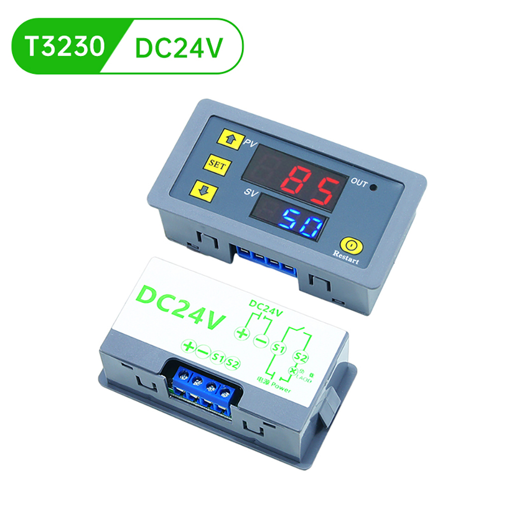 T3230 Cycle Timing Delay Relay LED Display Timer Control Switch Adjustable Timing Relay Delay Switch DC12V DC24V AC110-220V: MAROON