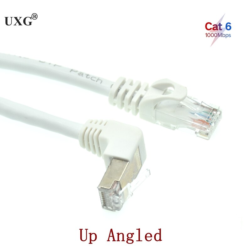 White Cat6 Ethernet Cable RJ45 Right Angle UTP Network Cable Patch Cord 90 Degree Cat6a Lan Short Cable For Laptop Router TV BOX: Up / 3m