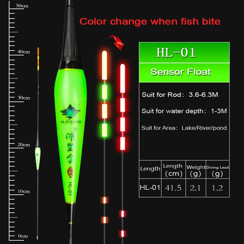 Hljfish flotteur de pêche flotteur électrique capteur de gravité Smart IC intégré appâts de poisson antenne changement de couleur LED flotteur lumineux: HL01 Float (1.2g)