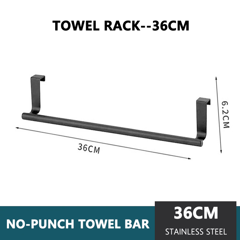 Towel Rack Over Door Towel Bar Hanging Holder Stainless Steel Kitchen Cabinet Bathroom Towel Rag Rack Home Organizer Hanger