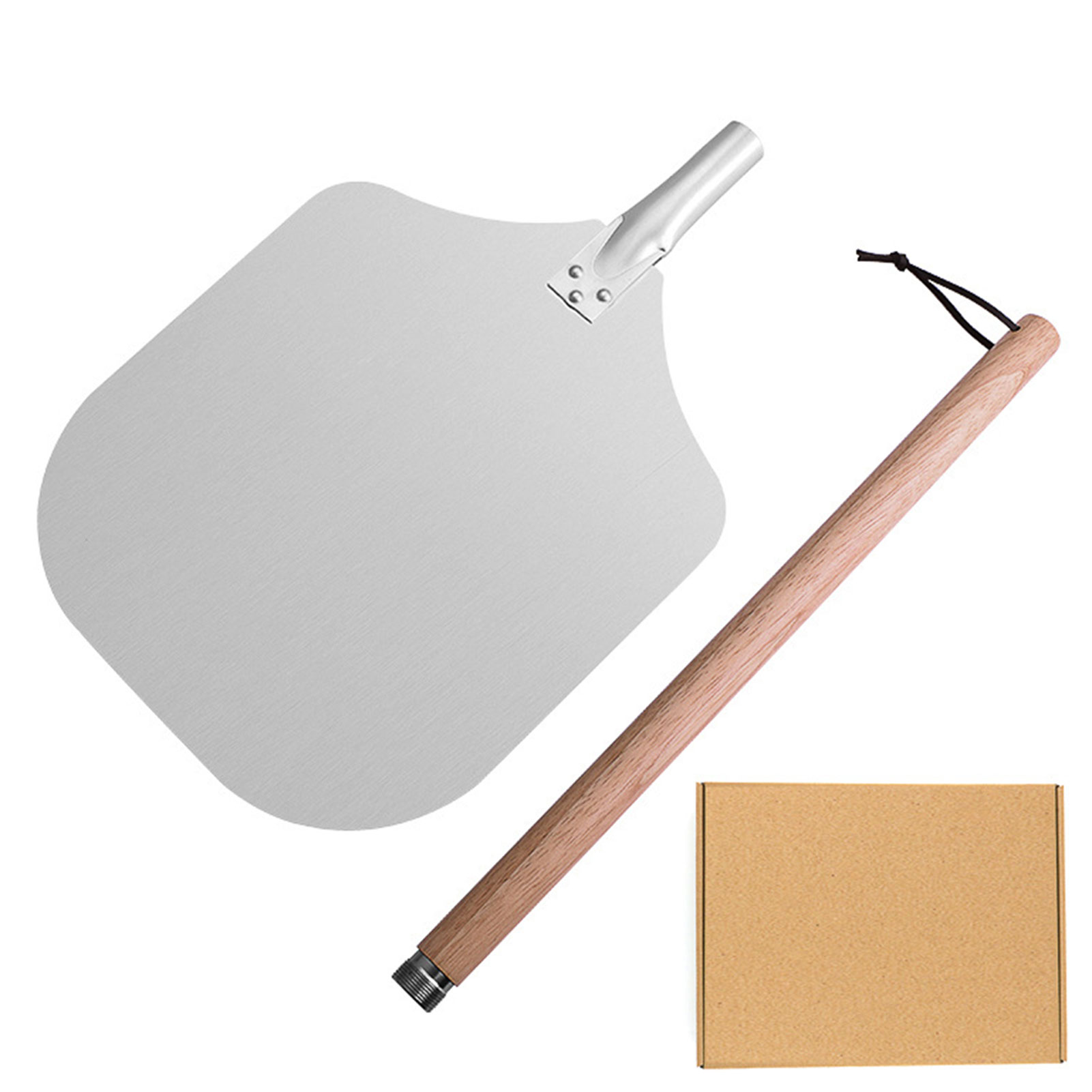 Pizzaschep 1pc harde aluminium pizzaschepschep 58cm lang houten handvat Pizzaschep plat oppervlak voor pizza Delicaat brood Gebak Overbrengen pizzaschep
