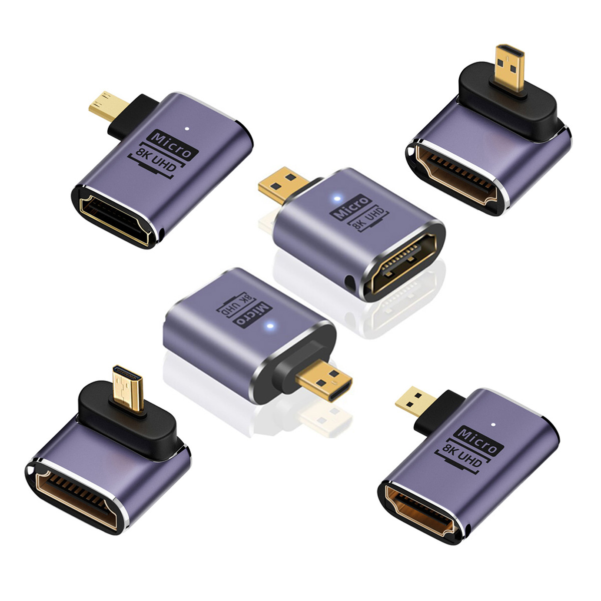 8k 4k uhd hdtv 2,1 Adapter 90 Grad abgewinkelter Mini Mikro HD-kompatibler Stecker auf HD-kompatibler weiblicher Adapter für Laptop-Kamera