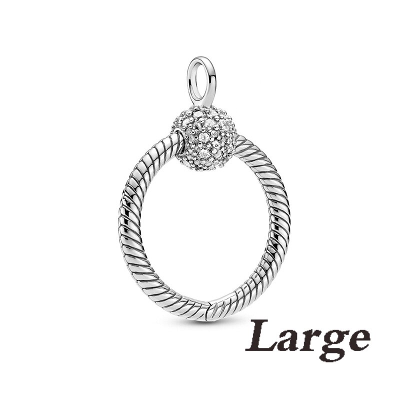 S925 Momente Kleine Pavé O-förmigen Charme Anhänger, exquisite Und Hohe Schmuck Für Frauen Als Fit Original Armband: PD653 Large