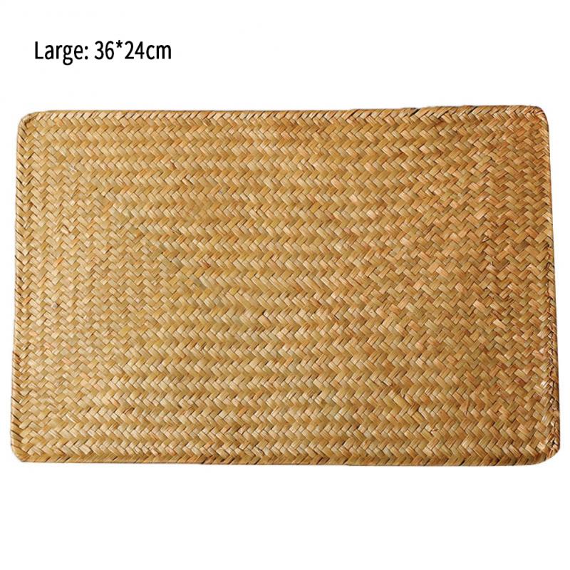 Rectangle Woven Table Mat table mats for dining table Natural straw Mat flyer for dining table Braided Placemats Cup Coaster: L