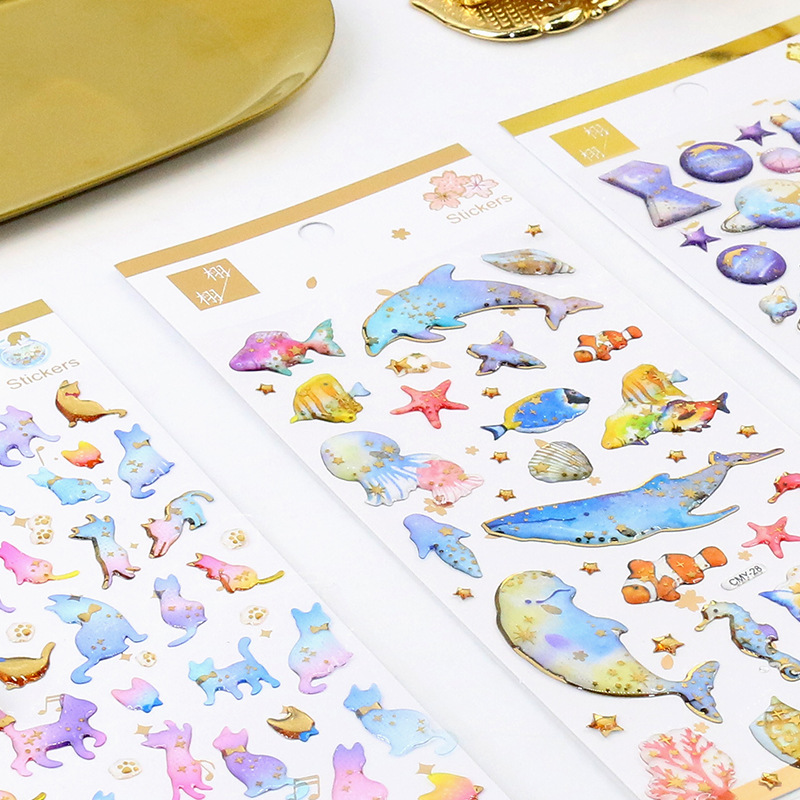 fantasy starry sky water sticker bronzing three-dimensional environmental protection mobile phone diary sticker material