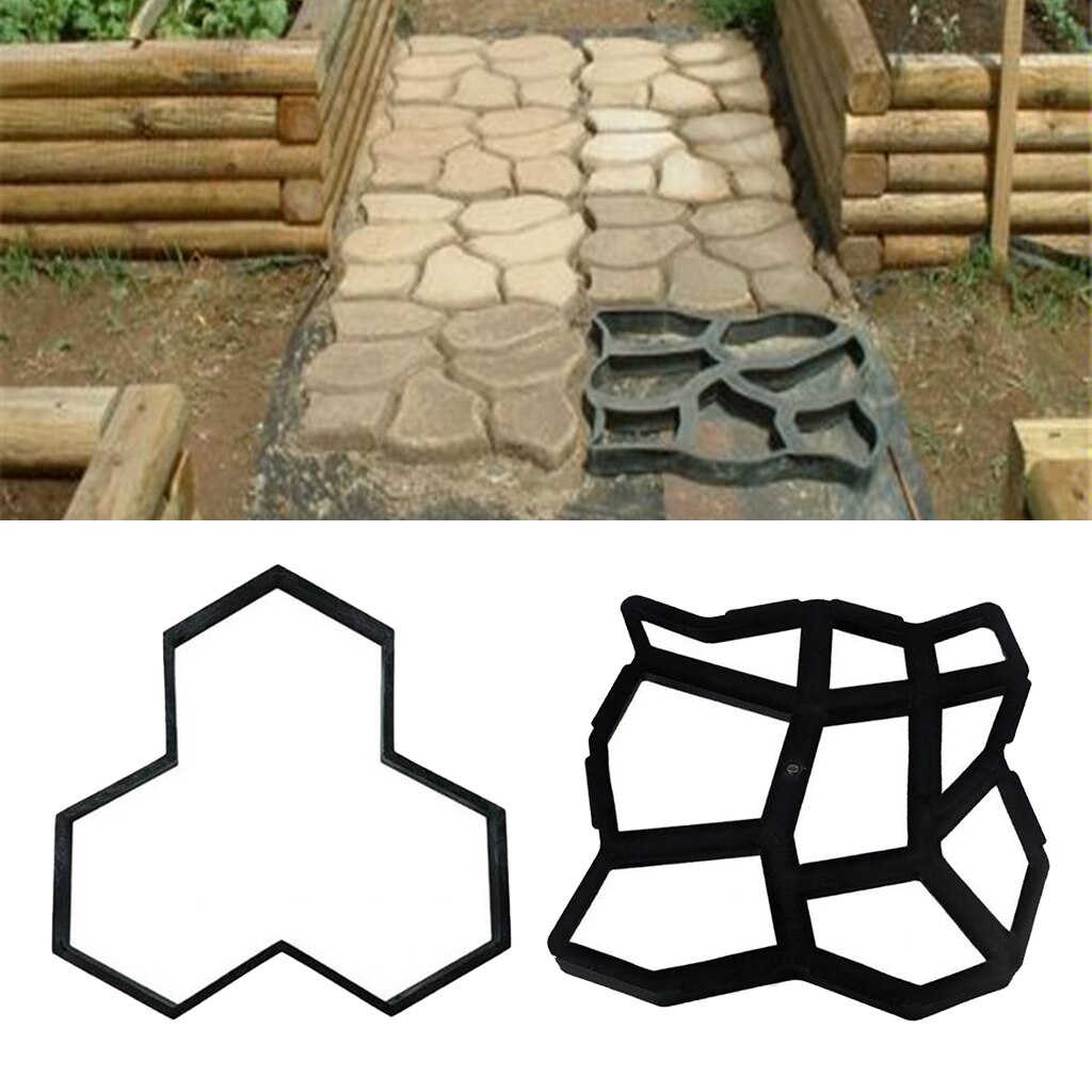 2 Pieces Garden Pathway Stepping Stones Mold Paving Driveway Mould Making