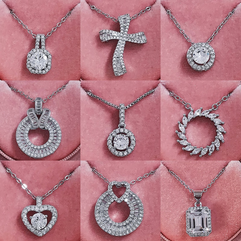 Colgante de Plata de Ley 925 con circonita cúbica para mujer, joyería de lujo, de Navidad, , Z4