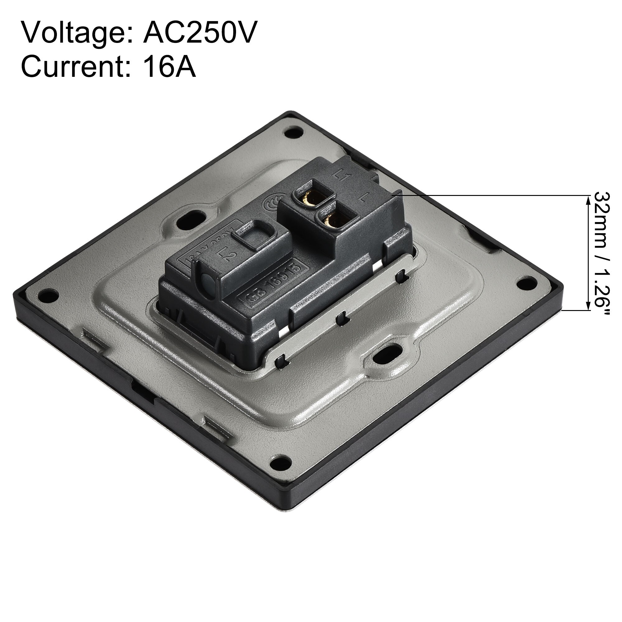 Uxcell Doorbell Push Button Switch Wall Mounted Self-reset Black AC 250V 16A