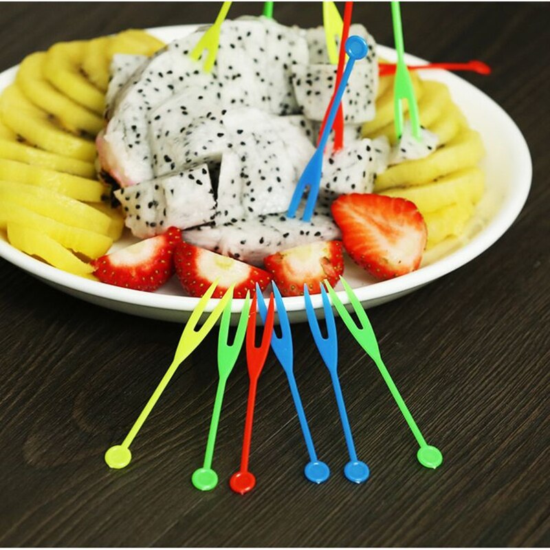 Aixiangru 8cm Kunststoff OK Obst Gabel Geschirr Kunststoff Gabel Einweg Geschirr Bar Tools Einzigen Farbe/Transparent 3500 stücke