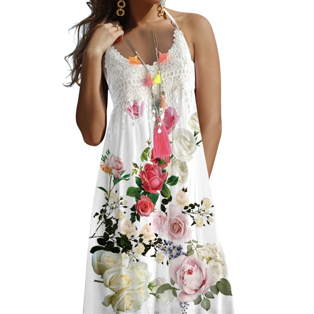 Ocean jurk 100% katoen - retro rode bloemen print