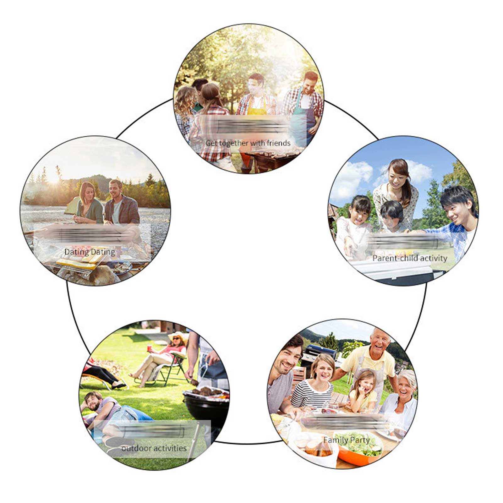 5Pcs Stainless Steel Barbecue Grilling Tools Set BBQ Utensil Accessories Outdoor Camping Cooking Tools Kit with Aluminum Box