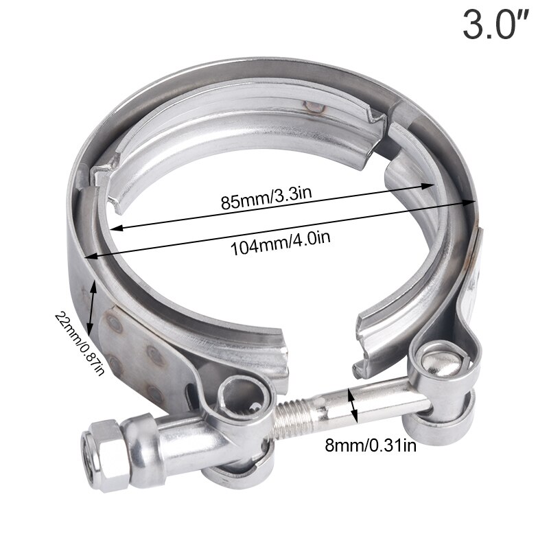3.0” Stainless Exhaust V Band Clamp Flat Flange V-Band Flange Kit For Turbo Downpipes Exhaust Connection