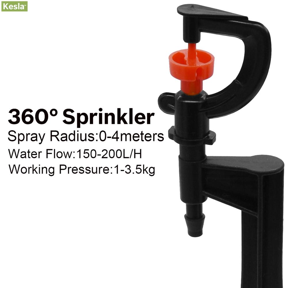 KESLA-rociador giratorio para jardín, 10 Uds., cabezal giratorio de 360 grados con estaca, boquillas de riego de manguera de 4/7mm