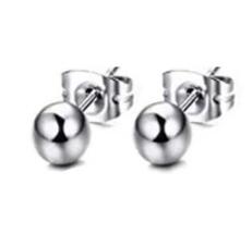 10 Pairs of Stainless Steel Stud Earrings Unisex Round CZ Earring Set Steel Color Black 6mm: Style3-Steel-1 psirs