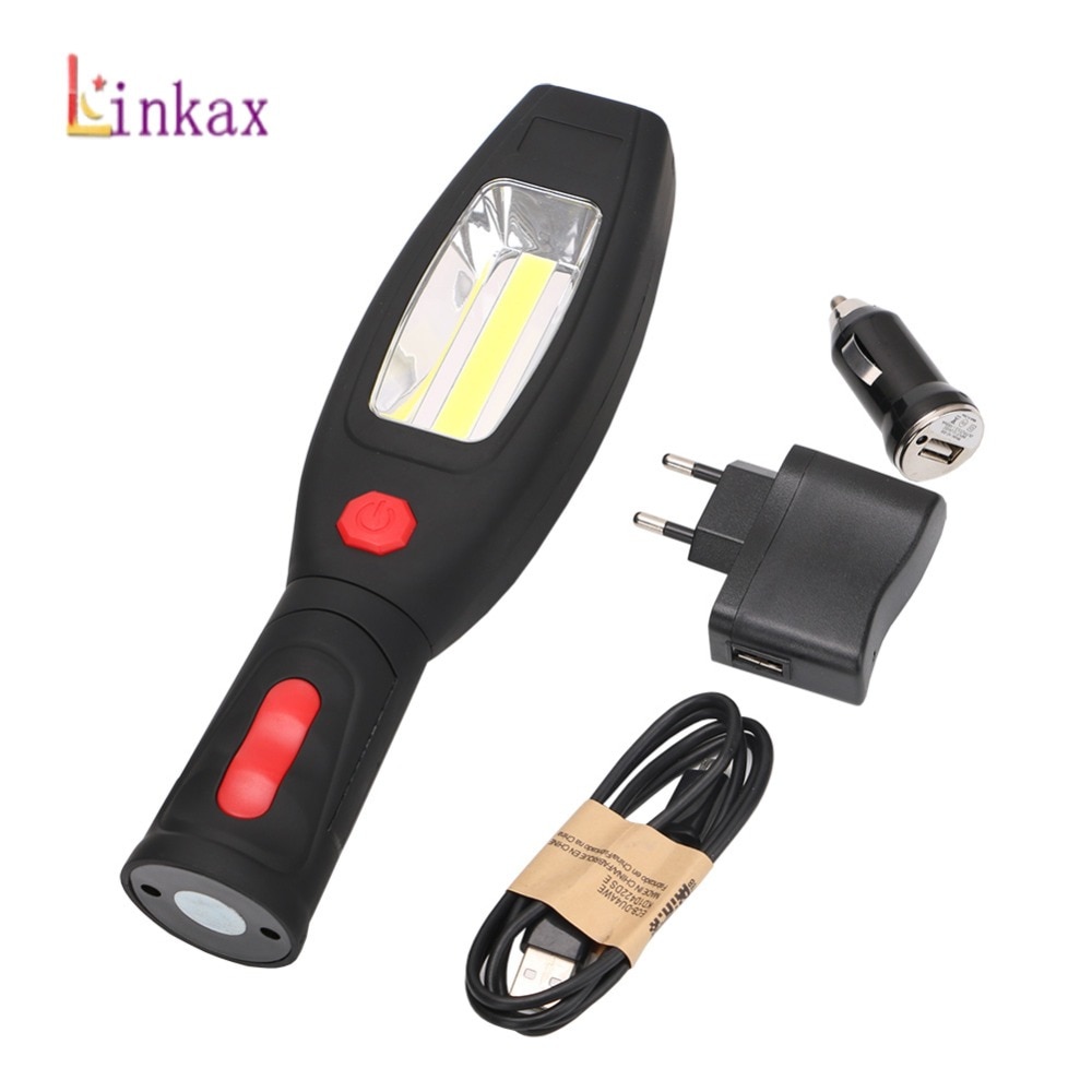 1 * COB LED + 1*1W LED 2 Mode USB Oplaadbare Zaklamp Magnetische Draagbare Spotlight zaklamp Ingebouwde Batterij Lamp