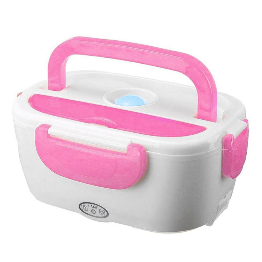 12V/110V Portable Electric Heating Lunch Box Bento Storage Box for Home Office School Rice Cookers Food Warmer for: 12V Pink