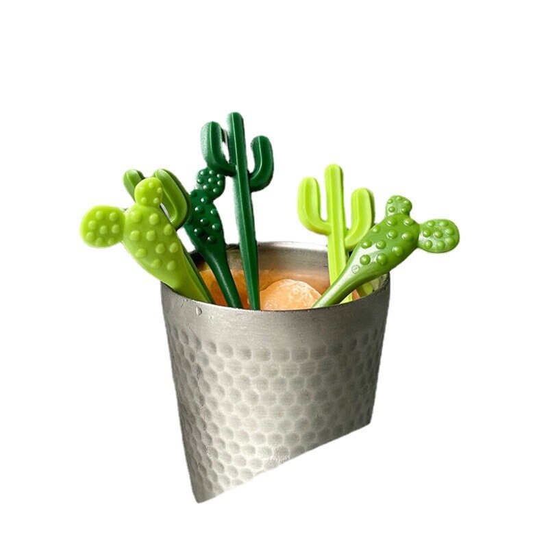 Plastic Fruit Vorken Leuke Fruit Vorken Dessert Vorken Cake Tandenstokers Voedingsmiddelen Picks Cactus Vormige Plastic Materiaal Voor Party