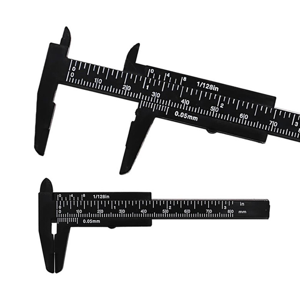 0-80mm dubbla regel skala plast vernier mätare student mini verktyg linjal mätverktyg: Svart