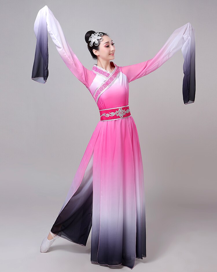 Costumes de danse folklorique chinoise à manches longues, vêtements de Festival Yangko, jupe classique de danse pour adultes, rose ou noir