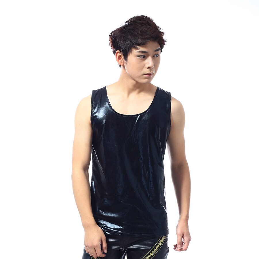 trajes de baile de Jazz Hip Hop Ropa de baile negro chaleco ropa hombre actuación Club cuello redondo Tops DWY493
