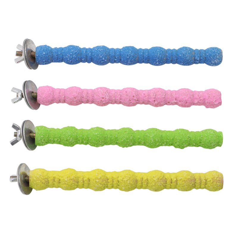 Jaula de pájaros para mascotas perchas coloridas soporte de molienda estante de plataforma mascar palos de garra de juguete